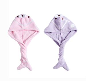 2 Pcs Cute Hair Drying Towel Microfiber Hair Turban Absorbent Water; Pink Purple