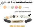 5 PCS Bead Bracelets for Women Aromatherapy Essential Oil Diffuser Natural Lave Rock Stone Inspirational Bracelet Set 8MM Elastic