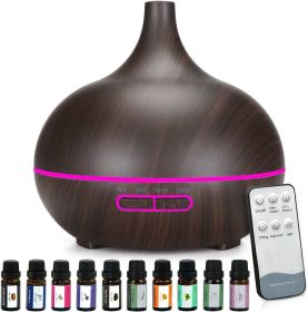 Oil Diffuser Gift Set - Essential Oil Diffuser with 14 LED Light Colors, Remote Control Wood Grain Diffusers for Home, Aromatherapy Diffuser for Large