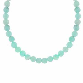 Sterling Silver 6mm Genuine Amazonite Stone Bead Beaded Chain 15-19" Necklace