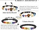 4 Pcs Bead Bracelets for Women Men Solar System & Chakra Stone Diffuser Bracelets Set Aromatherapy Yoga Bracelet 8MM Beaded