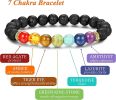 4 Pcs Bead Bracelets for Women Men Solar System & Chakra Stone Diffuser Bracelets Set Aromatherapy Yoga Bracelet 8MM Beaded