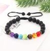 6PCS Lava Rock Diffuser Bracelet 7 Chakra Tiger Eye Stone Bracelet Stress Relief Yoga Beads Bracelets Aromatherapy Essential Oil Healing Bracelet