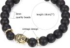 9Pcs Mens Beaded Bracelets Lava Rock Stone Beads for Women 8mm 7 Chakra Tiger Eye Stone Elastic Bracelets Anxiety Stress Relief Bracelets Aromatherapy