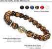 9Pcs Mens Beaded Bracelets Lava Rock Stone Beads for Women 8mm 7 Chakra Tiger Eye Stone Elastic Bracelets Anxiety Stress Relief Bracelets Aromatherapy