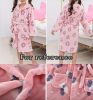 Girls Pink Florals Flannel Hooded Bathrobes Self Tie Soft Sleepwear for Bath Homewear