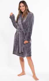 Plush Soft Lightweight, Robe for Women Fleece Bathrobe for Women, Comfy Women's Robe Short (Option: Shawl  Adult Sleepwear Loungewear  Gray  Small)