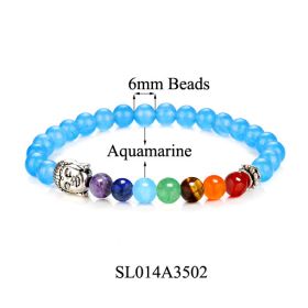 Red Agate Volcanic Stone Colorful Bracelet (Color: Aquamarine 6mm)