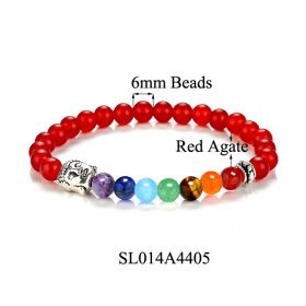 Red Agate Volcanic Stone Colorful Bracelet (Color: Onyx 6mm)