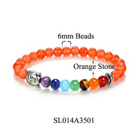 Red Agate Volcanic Stone Colorful Bracelet (Color: Orange Stone 6mm)