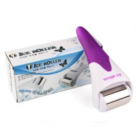 Stainless Ice Roller Body Face Facial Cold Gel Cooling Therapy Massager Skin Rejuvenation (Color: Purple)