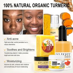 AILKE Organic Turmeric Skin Care, Lighten, Improve Dullness, Brightening, Hydration, Exfoliates, Smooths Skin, For Men And Women (Color: Set)