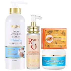 AILKE Natural Multi-Vitamin Lightening Body Lotion, Moisturizes, Nourishes, Remove Blemishes, Clean Skin Cream for Women (Color: 4 in 1 set)