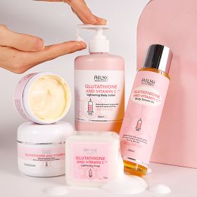 AILKE Brightening Skin Care Set, With Vitamin C, Glutathione, Deep Moisturizing, Smooth Soft Skin, Improve Skin Radiance (Color: 5 in 1 Set)