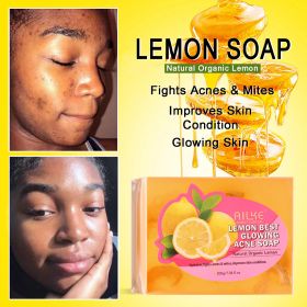 AILKE Natural Skin Cleansing Set, Cleanses Darkness, Stains, Moisturizes, Lightening, Smooth, Improve Rough and Dry Skin (Color: Lemon Soap 200g)