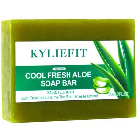 KYLIEFIT Cool Fresh Aloe Soap Bar, Calms Skin, Oil Control, Deep Clean, Exfoliation, Radiant Skin For Face And Body Bath (Smell: pack of 1)