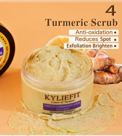 Lemon & Turmeric Perfect Combination Body Scrub, Whitening, Moisturizing, Anti Oxidation, Exfoliate, For All Skin Types (Color: TURMERIC SCRUB)