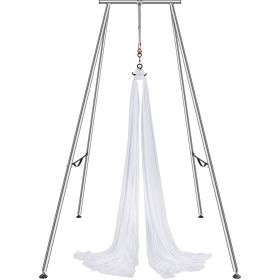 VEVOR Aerial Yoga Frame & Yoga Hammock, 9.67 ft Height Professional Yoga Swing Stand Comes with 6.6 Yards Aerial Hammock (Includes Hammock: Yes, Color: White)