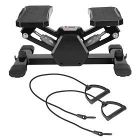 Mini Stepper Stair Stepper With Resistance Bands Quiet Workout Stepper with Digital Timer Max 330.7LBS Load for Home (Color: Black)