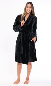 Plush Soft Lightweight, Robe for Women Fleece Bathrobe for Women, Comfy Women's Robe Short (Option: Shawl  Adult Sleepwear Loungewear  Black  Small)